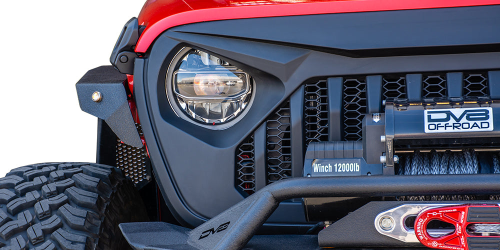 DV8 Offroad GRJL-01 Replacement Grill; Black for Select Jeep Gladiator, Jeep Wrangler