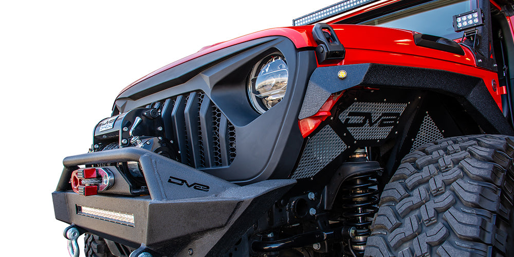 DV8 Offroad GRJL-01 Replacement Grill; Black for Select Jeep Gladiator, Jeep Wrangler