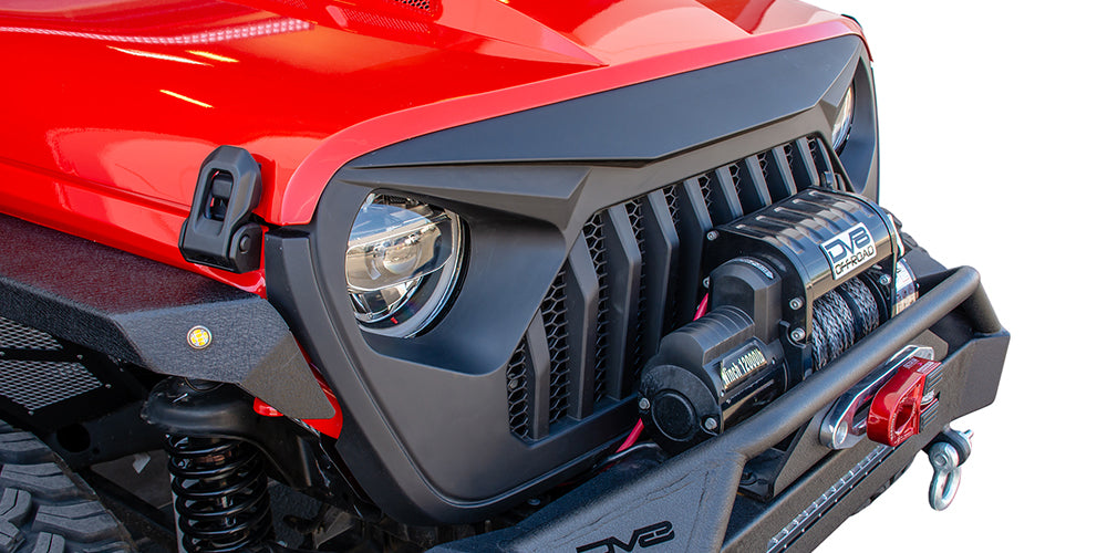 DV8 Offroad GRJL-01 Replacement Grill; Black for Select Jeep Gladiator, Jeep Wrangler