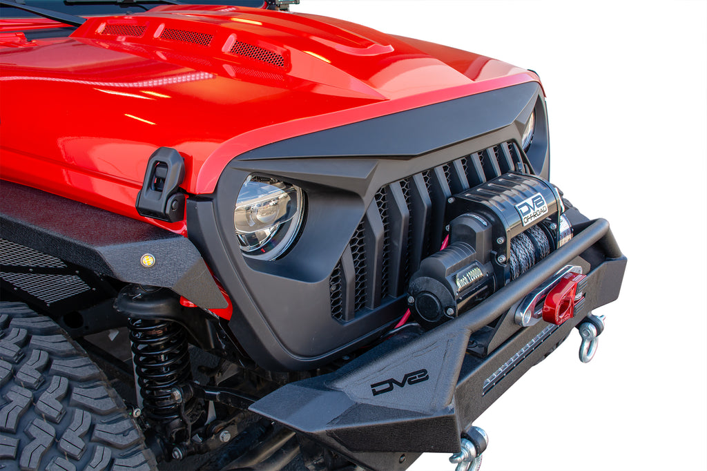 DV8 Offroad GRJL-01 Replacement Grill; Black for Select Jeep Gladiator, Jeep Wrangler