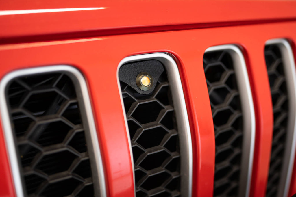 DV8 Offroad GRJL-02 GRJL-02 18-22 JEEP WRANGLER JL FRONT GRILL AMBER ACCENT LIGHTS for Select Jeep Wrangler, Jeep Wrangler JK