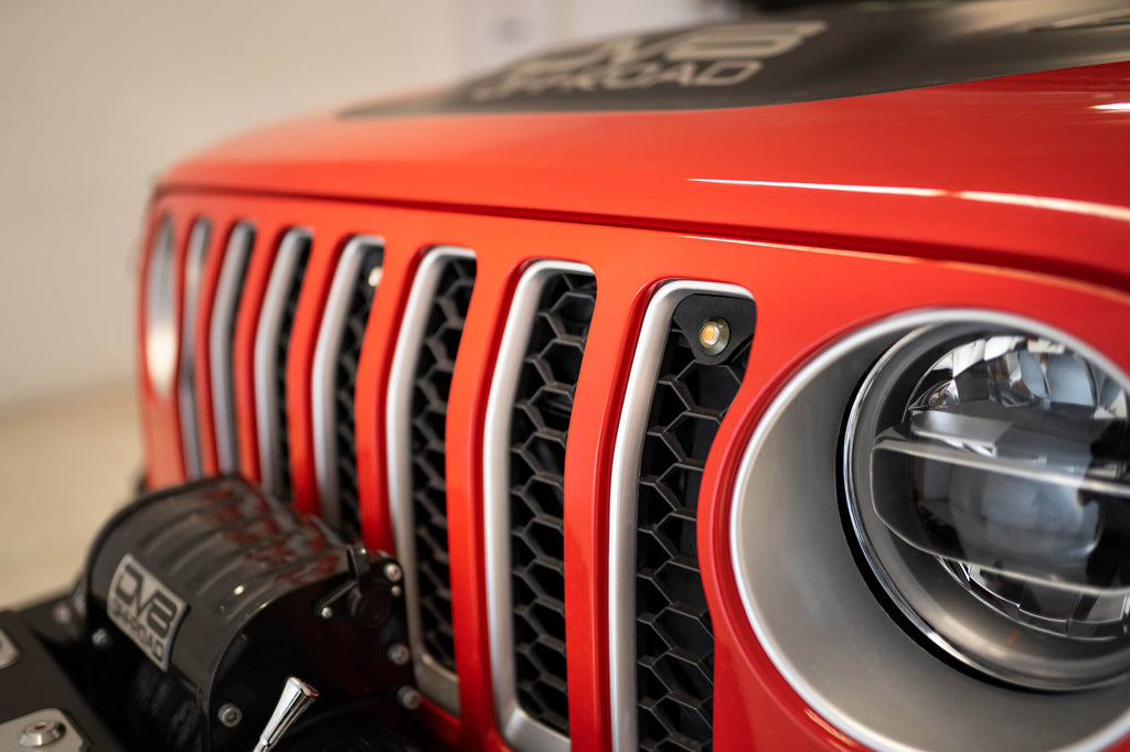 DV8 Offroad GRJL-02 GRJL-02 18-22 JEEP WRANGLER JL FRONT GRILL AMBER ACCENT LIGHTS for Select Jeep Wrangler, Jeep Wrangler JK