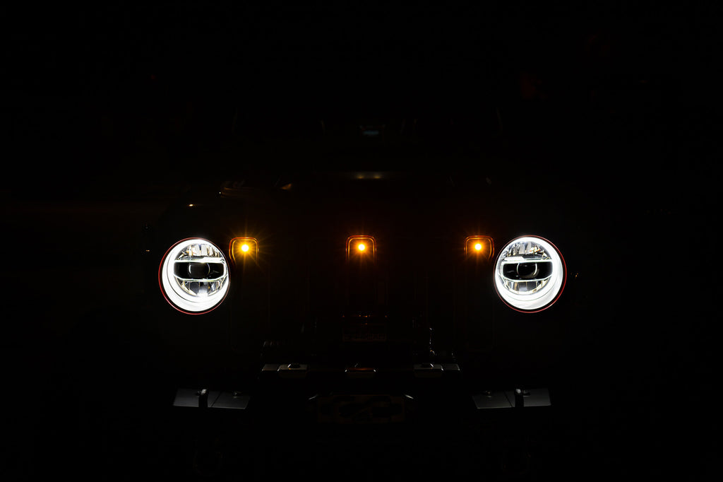 DV8 Offroad GRJL-02 GRJL-02 18-22 JEEP WRANGLER JL FRONT GRILL AMBER ACCENT LIGHTS for Select Jeep Wrangler, Jeep Wrangler JK
