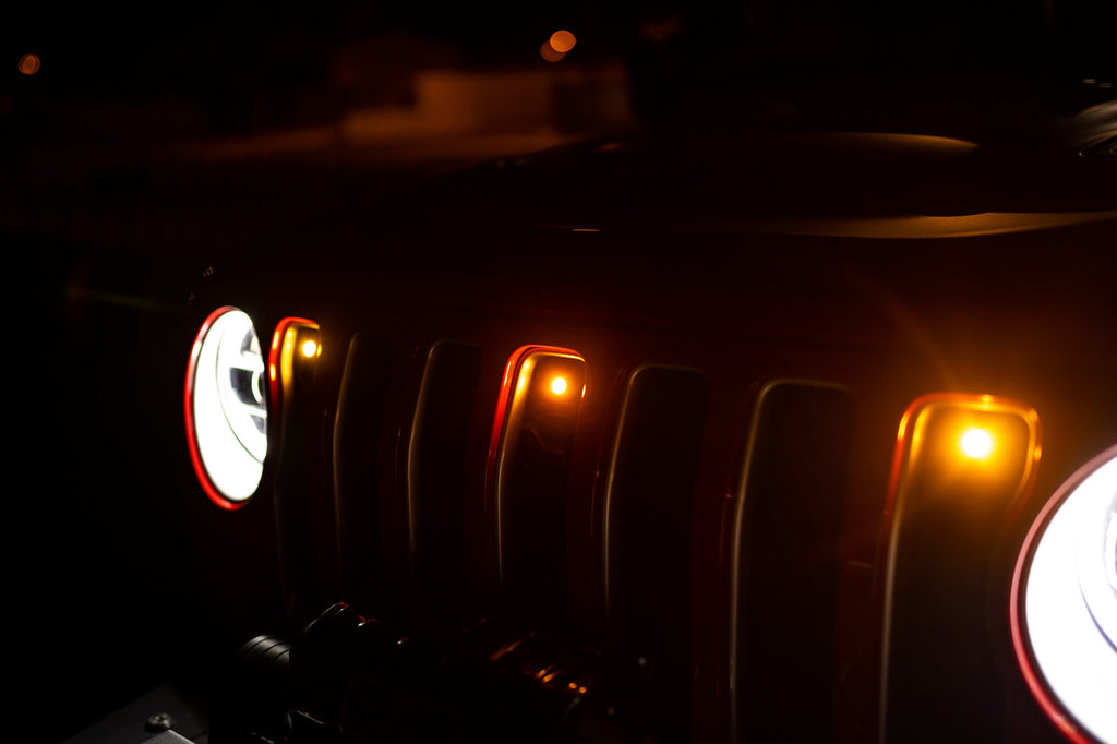DV8 Offroad GRJL-02 GRJL-02 18-22 JEEP WRANGLER JL FRONT GRILL AMBER ACCENT LIGHTS for Select Jeep Wrangler, Jeep Wrangler JK