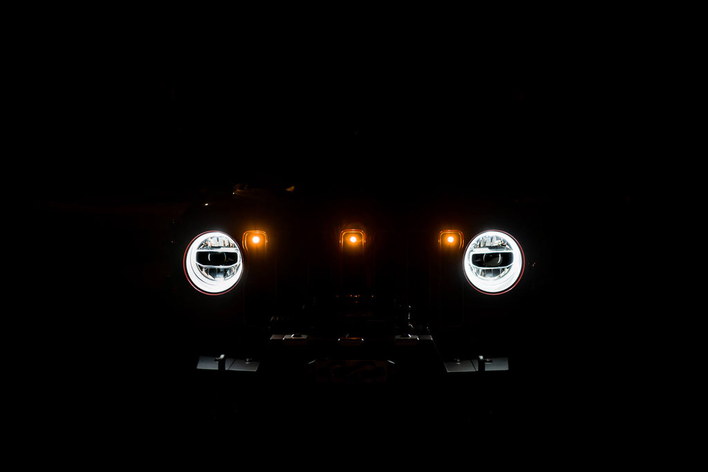 DV8 Offroad GRJL-02 GRJL-02 18-22 JEEP WRANGLER JL FRONT GRILL AMBER ACCENT LIGHTS for Select Jeep Wrangler, Jeep Wrangler JK