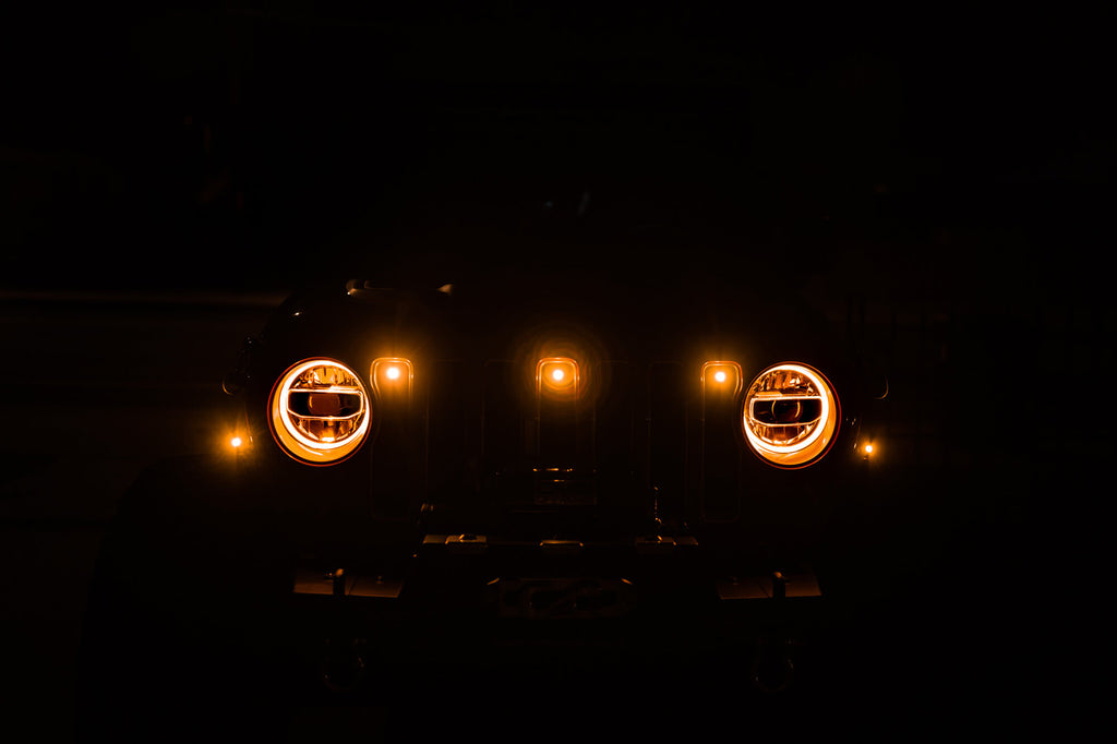 DV8 Offroad GRJL-02 GRJL-02 18-22 JEEP WRANGLER JL FRONT GRILL AMBER ACCENT LIGHTS for Select Jeep Wrangler, Jeep Wrangler JK
