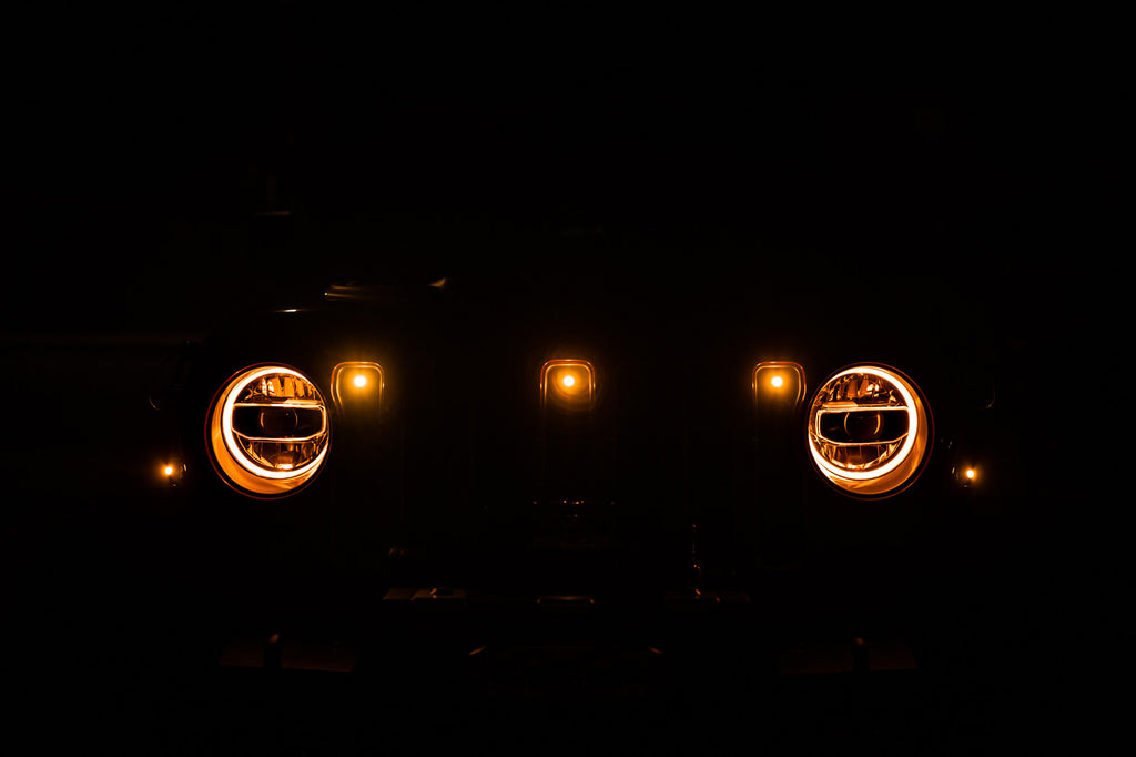 DV8 Offroad GRJL-02 GRJL-02 18-22 JEEP WRANGLER JL FRONT GRILL AMBER ACCENT LIGHTS for Select Jeep Wrangler, Jeep Wrangler JK