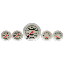Load image into Gallery viewer, Gauge-Set,-3-38-Mech-Speedo,-2-OilpWtempFuelVolt,-Wht,-Slvr,-8000-Series