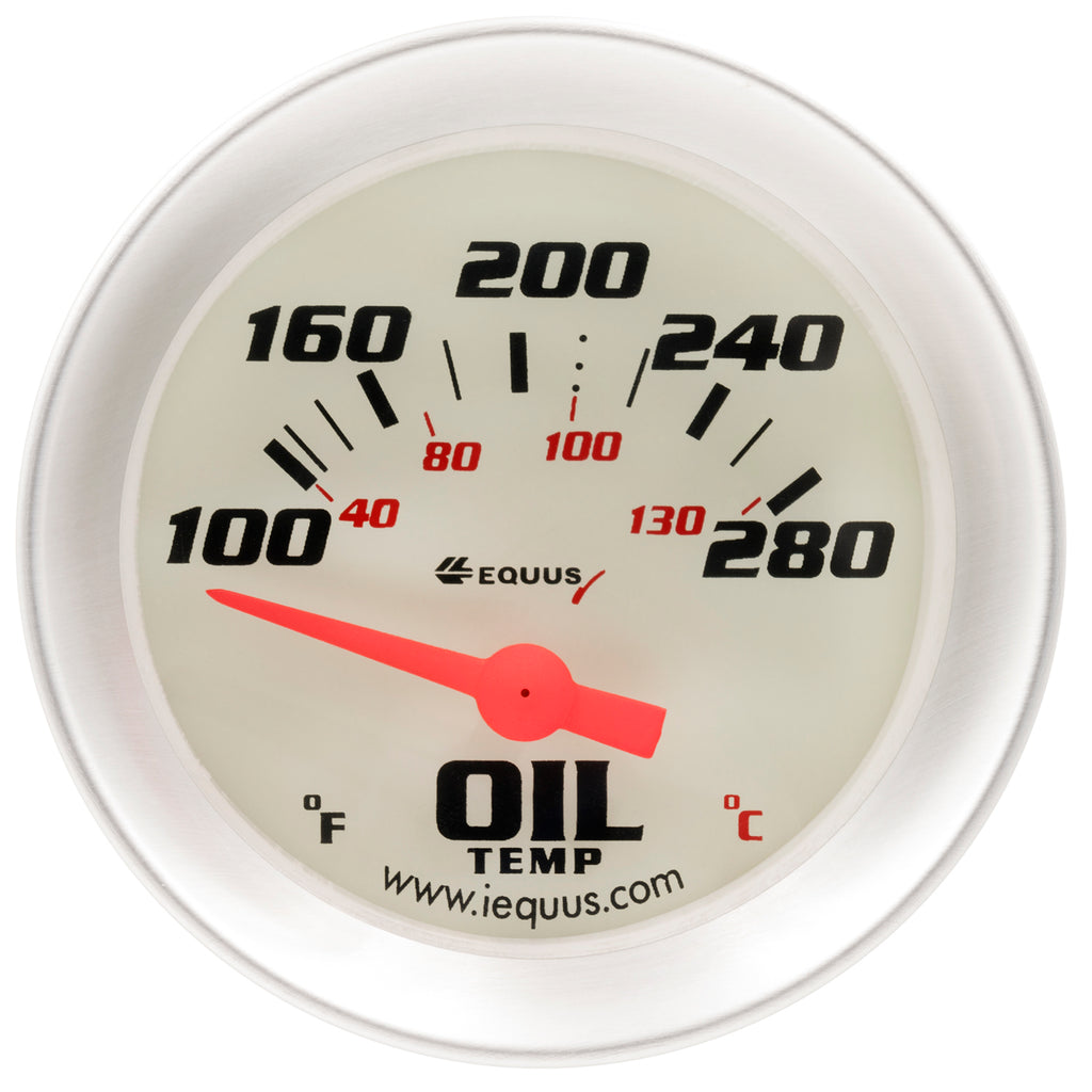 Gauge,-Oil-Temperature,-2-100-280-F,-90-Degree-Sweep,-Elec,-White,-Silver,-8000