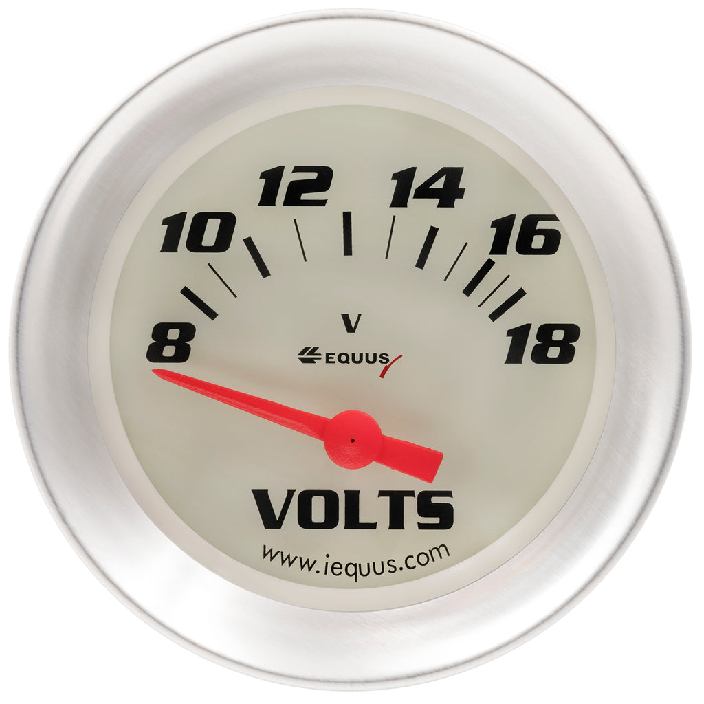 Gauge,-Volt-Meter,-2-58-,-8-18V,-90-Degree-Sweep,-Elec,-White,-Silver,-8000