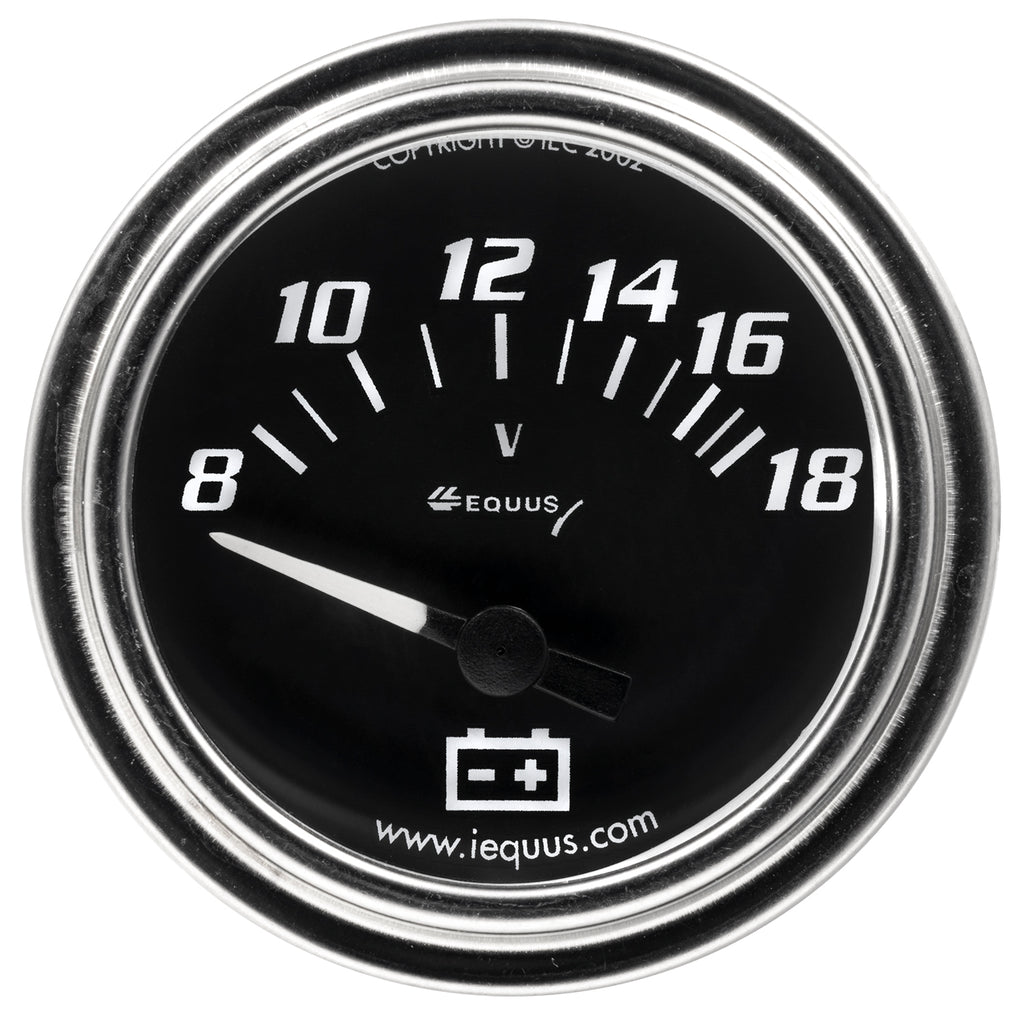 Gauge,-Voltmeter,-2-,-8-18V,-90-Degree-Sweep,-Elec,-Chrome,-7000-Series
