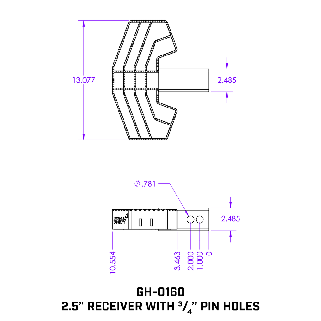 Gen-Y-2.5In-Shank-34In-Pin-Holes-Only-Compatible-W32K-Mega-Duty-500Lb-Capacity-Serrated-Hitch-Step