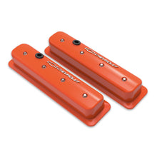 Load image into Gallery viewer, Gm-Licensed-Valve-Cover---Muscle-Series---Sbc---Center-Bolt---Factory-Orange-Machined