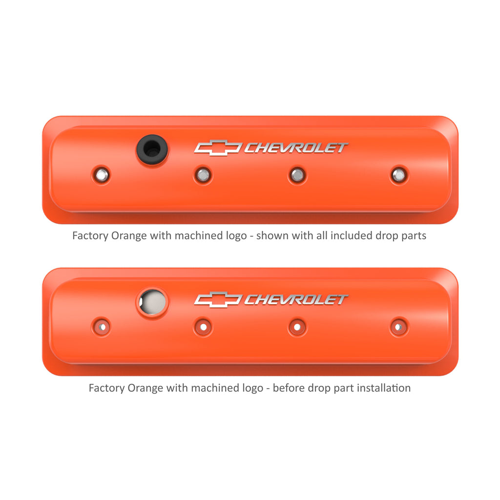 Gm-Licensed-Valve-Cover---Muscle-Series---Sbc---Center-Bolt---Factory-Orange-Machined