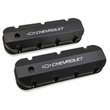 Holley 241-281  Gm Licensed Valve Cover - Track Series  - Bbc - Fabricated Aluminum - Short Bolt - Black