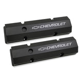Holley 241-288  Gm Licensed Valve Cover - Track Series - Sbc - Fabricated Aluminum - Perimeter Bolt - Black