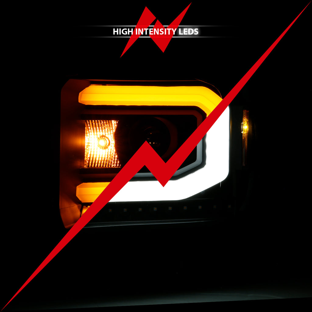 Gmc-Sierra-1500-14-15-2500H15-19-Projector-Headlight-Plank-Style-Black-W-Switchback-(Halogen)