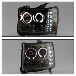 Gmc-Sierra-150025003500-07-13-Projector-Headlights-Led-Halo--Led-Smoke-Pro-Yd-Gs07-Hl-Sm
