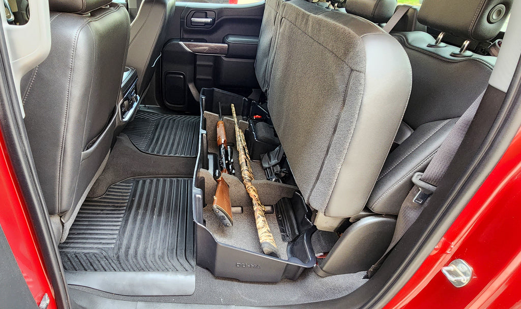 DU-HA 10400 DÜHA 10400 Under Seat Storage / Gun Case - Black for Select Chevrolet Silverado 1500, Chevrolet Silverado HD, Chevrolet Silverado HD, GMC Sierra, GMC Sierra 1500, GMC Sierra HD, GMC Sierra HD