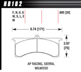 HAWK BRAKE HB102U800 Wilwood GN AP DTC-70