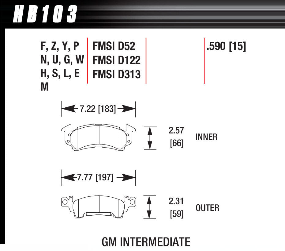 HAWK BRAKE HB103S590 Full Size GM HT-10