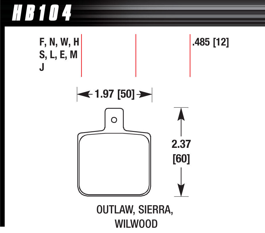 HAWK BRAKE HB104J485 Brake Pad Set-Race DR97 Wilwood Dynalite Single