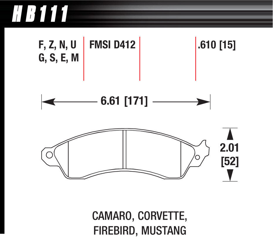 HAWK BRAKE HB111N610 Performance Street Brake Pads (4)
