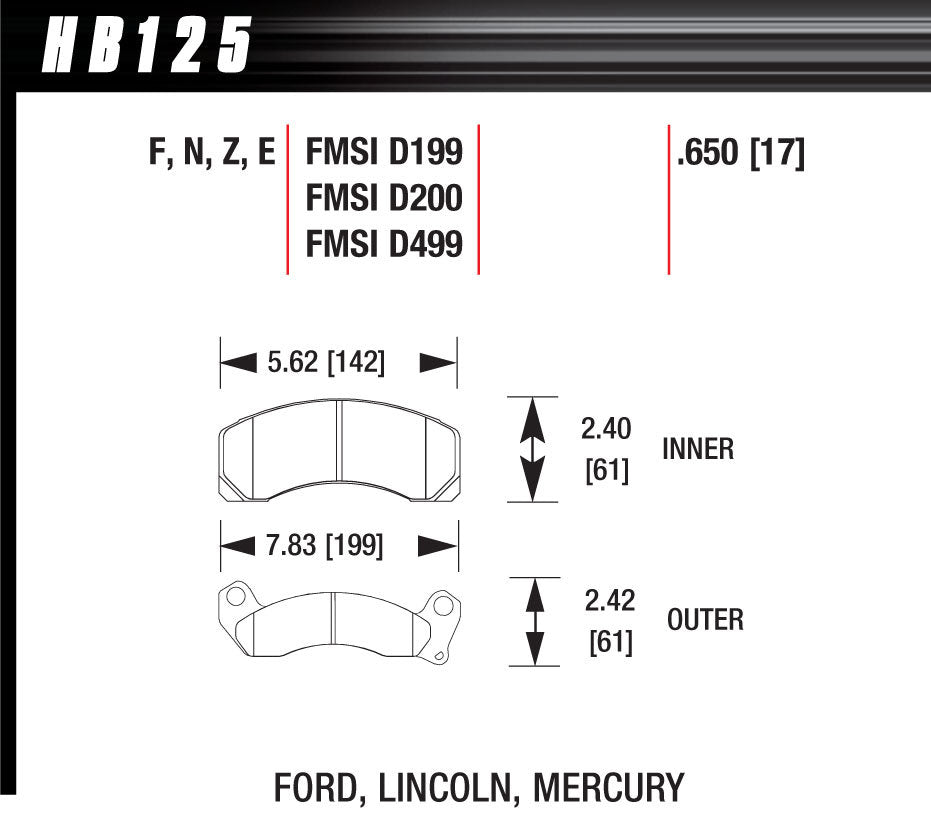 HAWK BRAKE HB125E650 Brake Pads Blue 9012 Ford