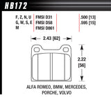 HAWK BRAKE HB172E595 BRAKE PAD 64-00 EUROPEAN FRONT AND REAR