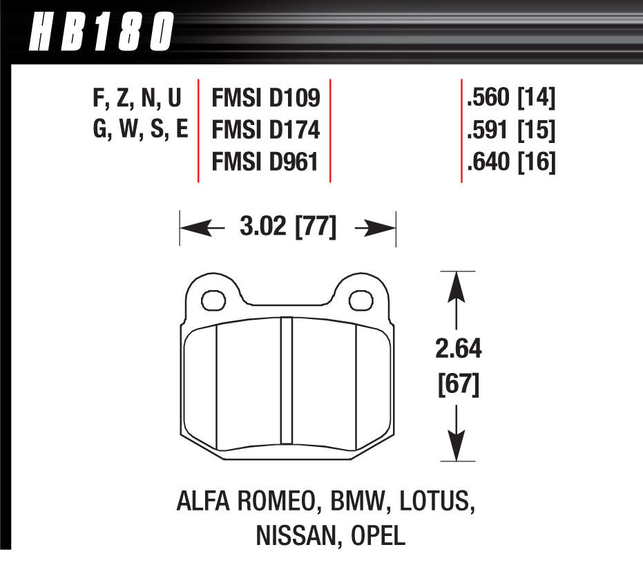 HAWK BRAKE HB180F560 Performance Street Brake Pads (4)