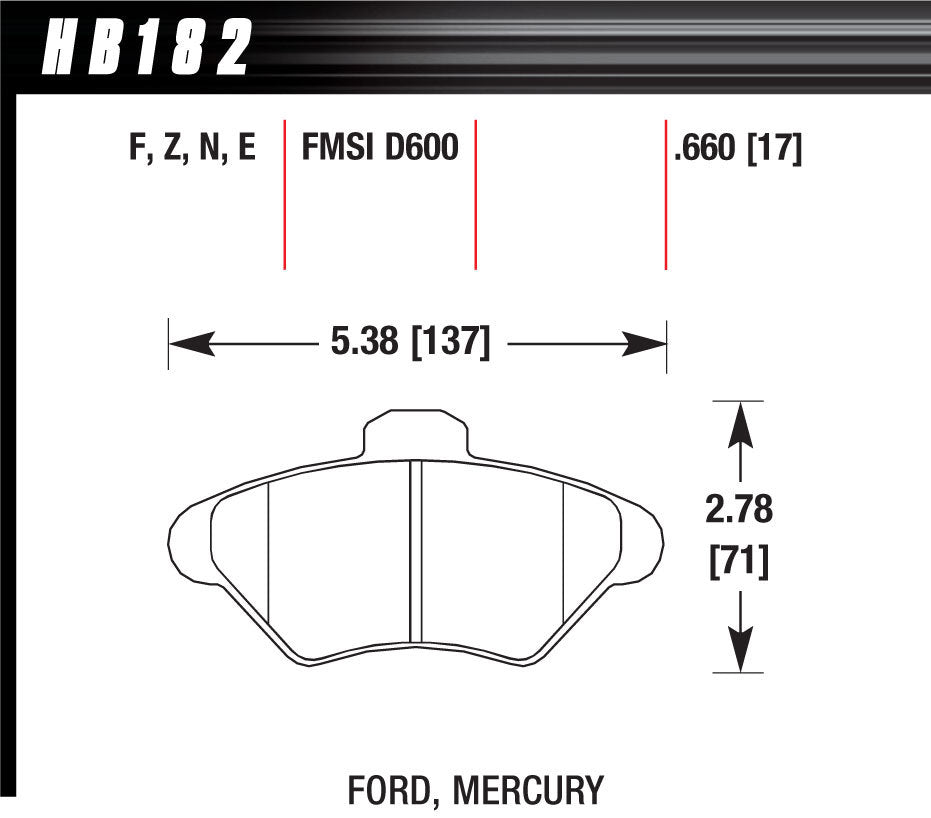 HAWK BRAKE HB182F660 Performance Street Brake Pads (4)