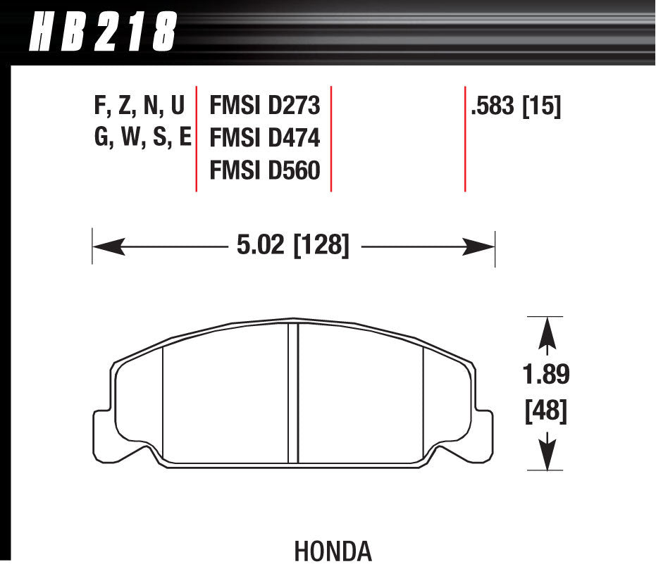 HAWK BRAKE HB218N583 Performance Street Brake Pads (4)