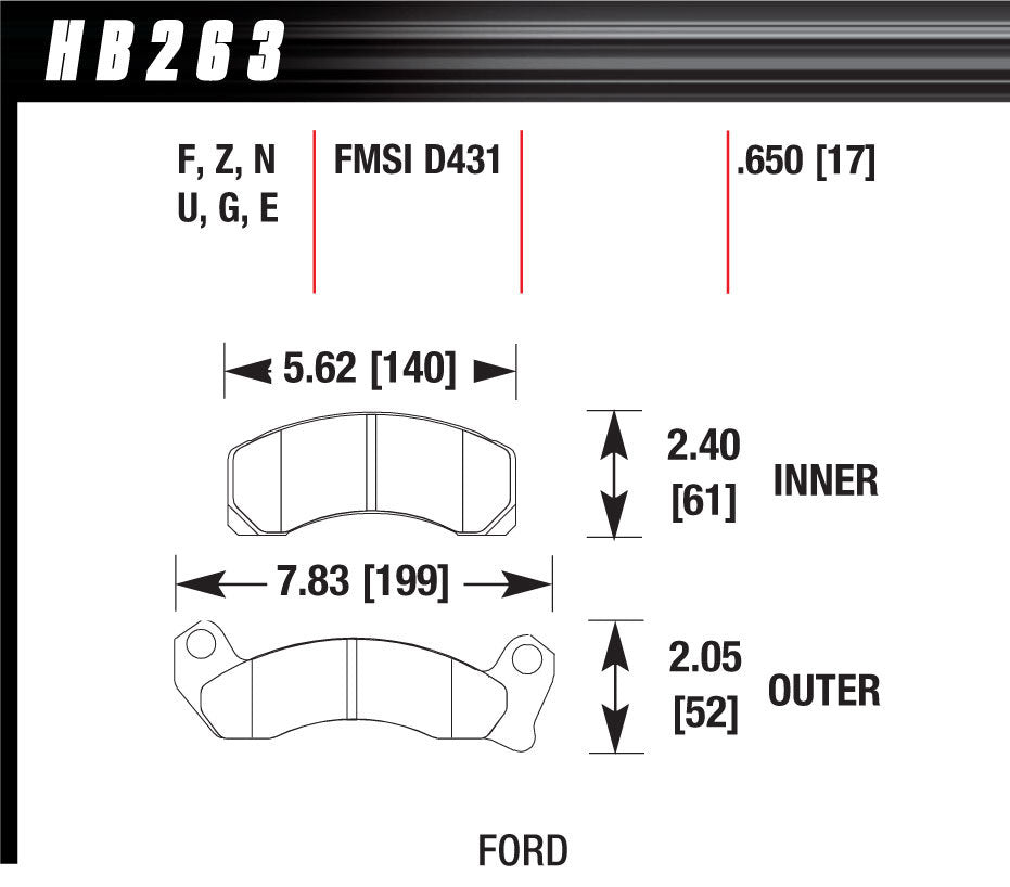 HAWK BRAKE HB263F650 Performance Street Brake Pads (4)
