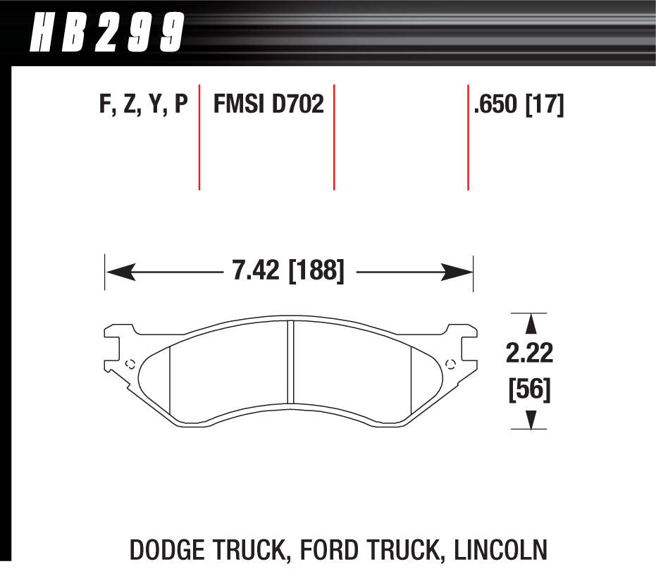 HAWK BRAKE HB299P650 Performance Street Brake Pads (4)