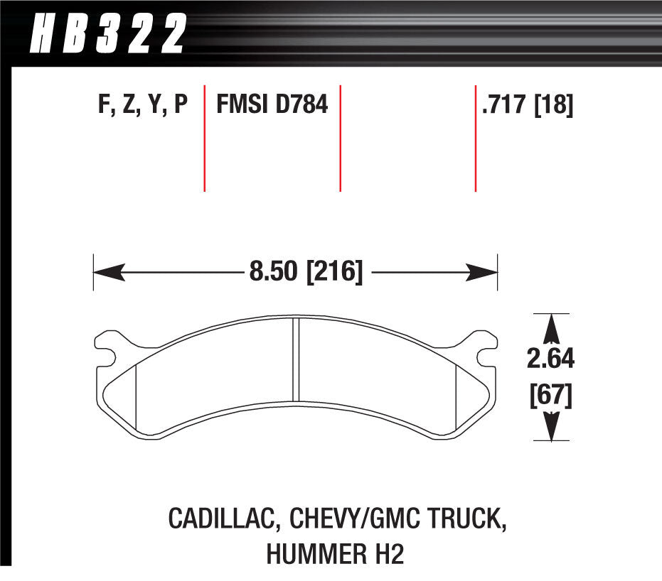 HAWK BRAKE HB322P717 Performance Street Brake Pads (4)