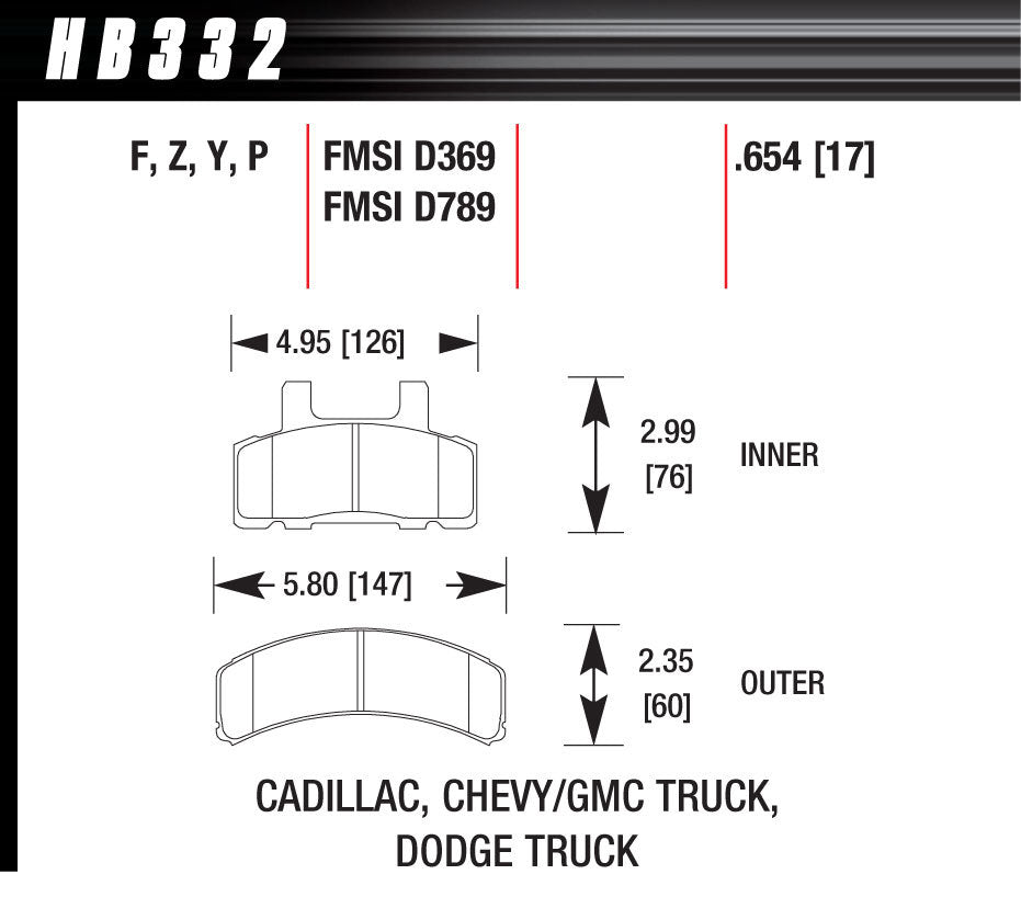 HAWK BRAKE HB332F654 Performance Street Brake Pads (4)