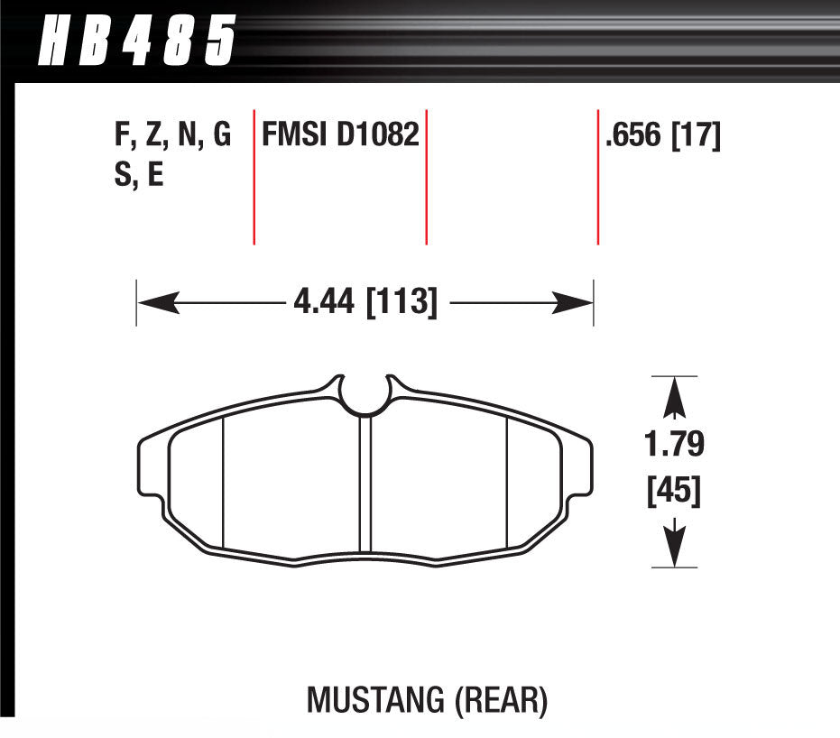 HAWK BRAKE HB485G656 Brake Pad Set 05 Mustang Rear DTC70