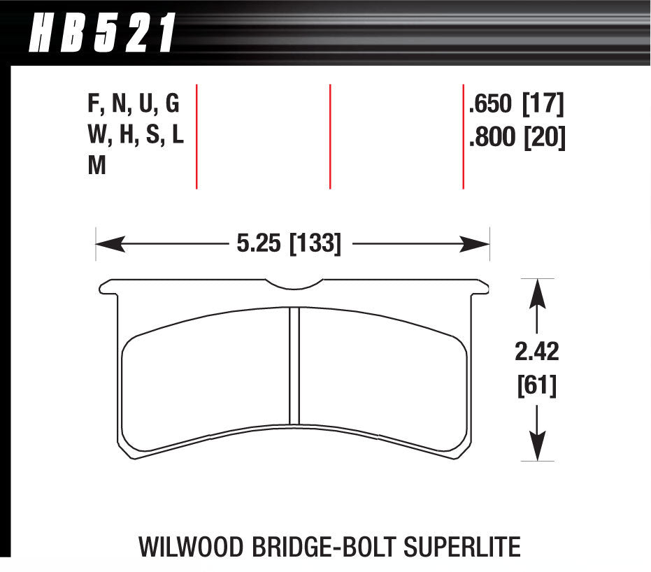 HAWK BRAKE HB521M800 SL Bridgebolt Black