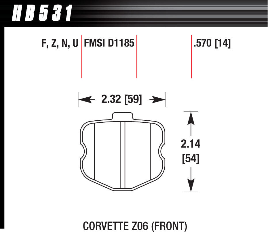 HAWK BRAKE HB531N570 2006 Corvette ZO6 HP Plus