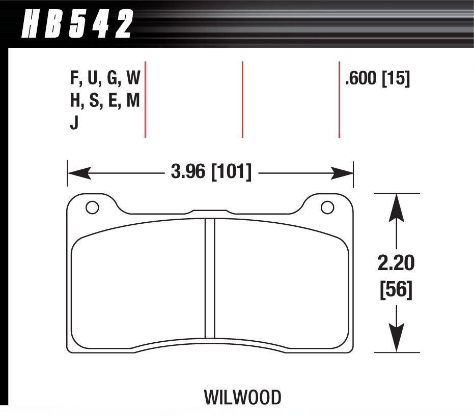 HAWK BRAKE HB542W600 Brake Pad Billet DynaPro Narrow DTC-30