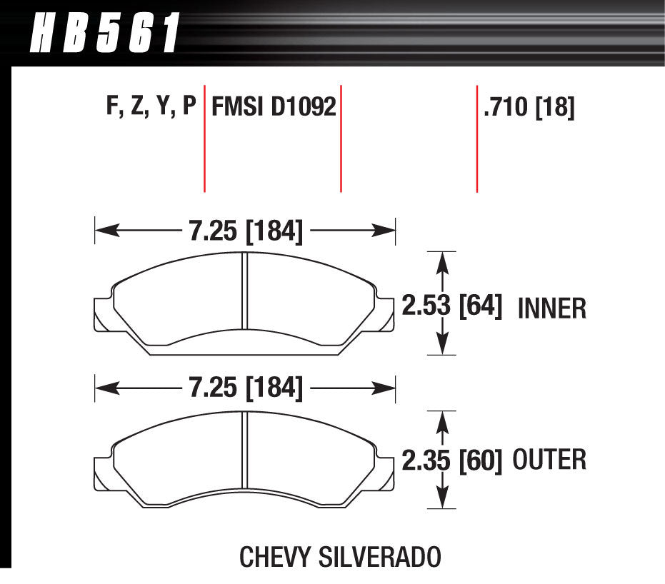 HAWK BRAKE HB561Y710 Performance Street Brake Pads (4)