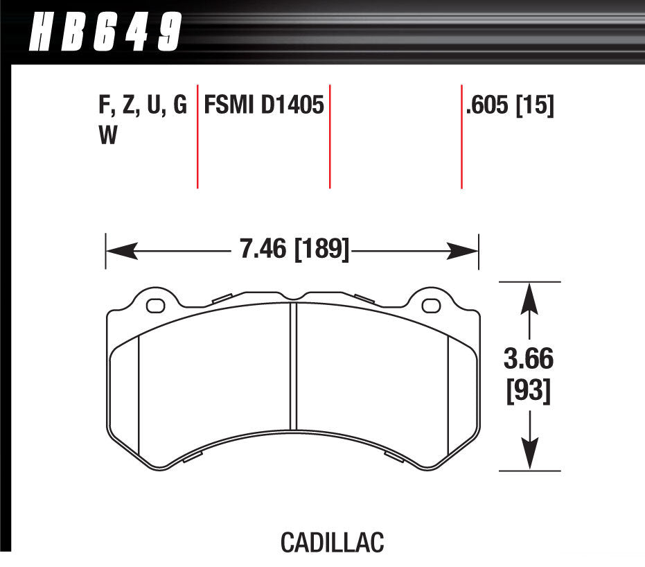 HAWK BRAKE HB649Z605 Brake Pads GM / Dodge Front Ceramic