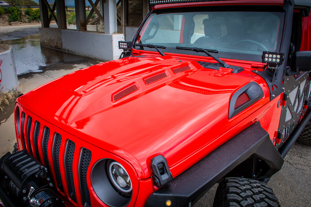 DV8 Offroad HDMBJL-01 Hood; Heat Dispersion for Select Jeep Gladiator, Jeep Wrangler