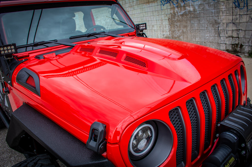 DV8 Offroad HDMBJL-01 Hood; Heat Dispersion for Select Jeep Gladiator, Jeep Wrangler