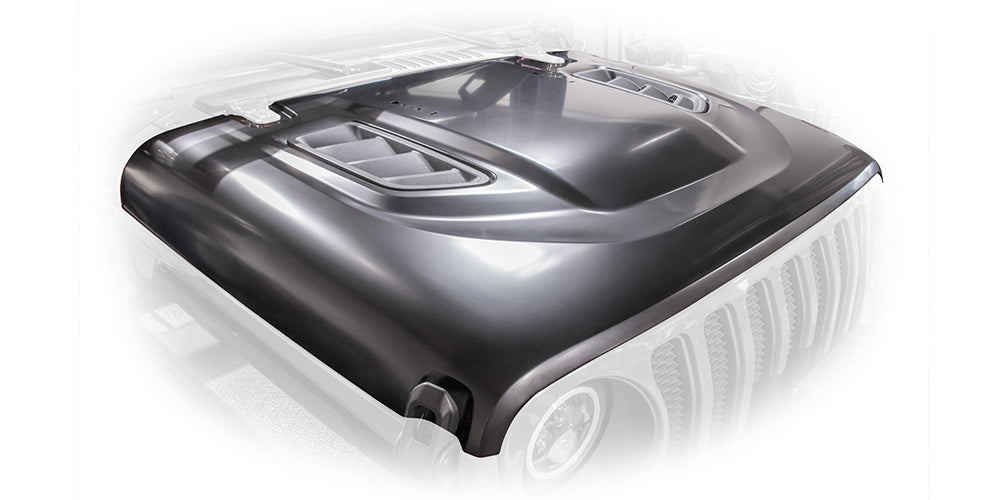 DV8 Offroad HDMBJL-TA Hood; Rubicon Replica for Select Jeep Gladiator, Jeep Wrangler