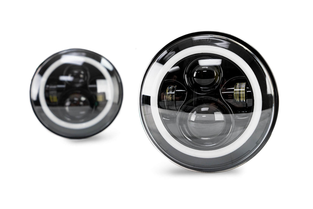 DV8 Offroad HL7JK-02 Projector Headlights; Halo for Select Jeep Wrangler, Jeep Wrangler JK