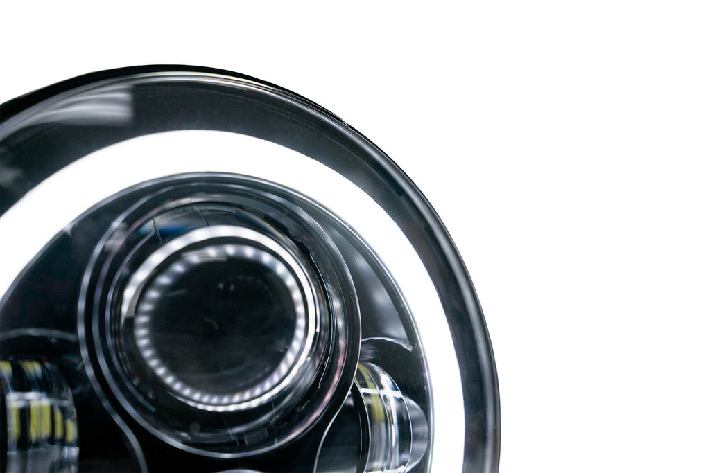 DV8 Offroad HL7JK-02 Projector Headlights; Halo for Select Jeep Wrangler, Jeep Wrangler JK