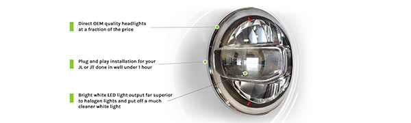 DV8 Offroad HLCJL-01 LED Headlights; Chrome for Select Jeep Gladiator, Jeep Wrangler