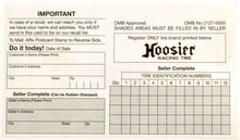 Load image into Gallery viewer, HOOSIER CIM200 Hoosier Registration Card
