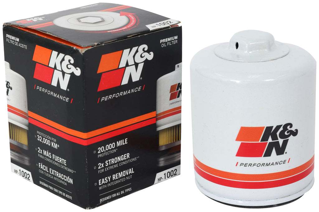 K&N HP-1002 Oil Filter for Select Alfa Romeo 164, Asuna Sunrunner, Audi 5000, Audi Quattro, Audi A3, Audi A3 Sportback e-tron, Audi Coupe, Audi Quattro, Austin America, Austin Marina, Austin Healey Sprite, BMW 1800, BMW 1802, BMW 2000, BMW 2000c, BMW